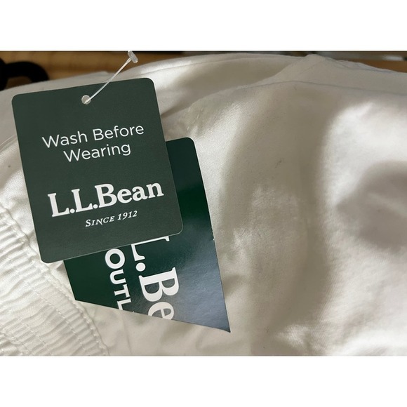 L.L. Bean White Cotton Crop Pants Drawstring Elastic Waist 24W NWT - Picture 10 of 11